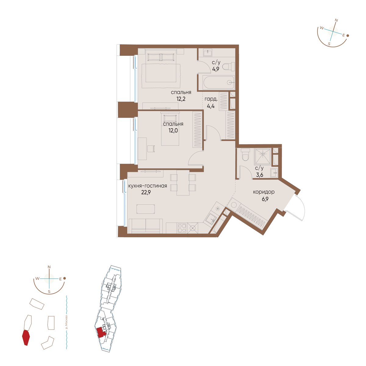 Планировка 66.9 м²