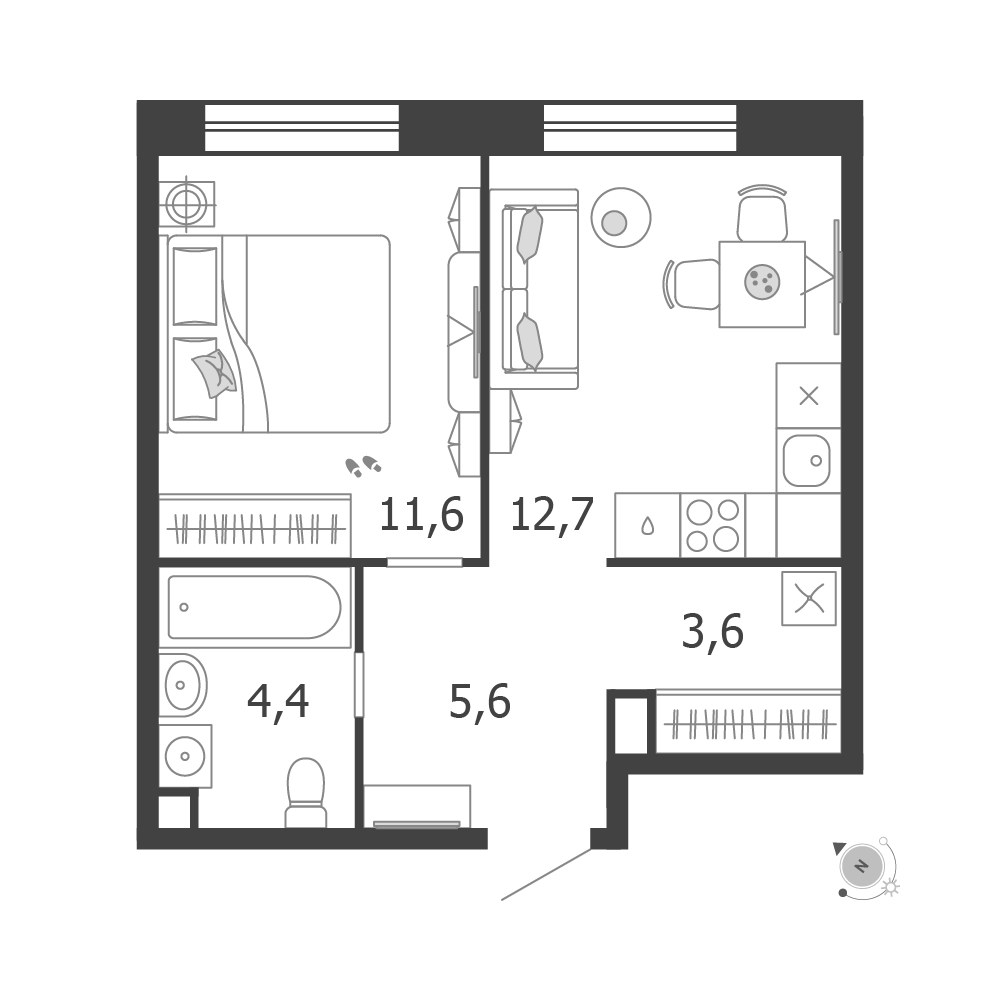 Планировка 37.9 м²