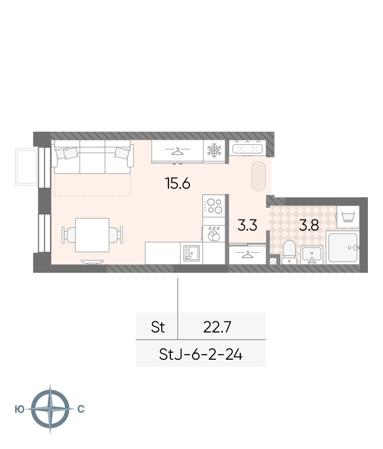 Планировка 22.7 м²