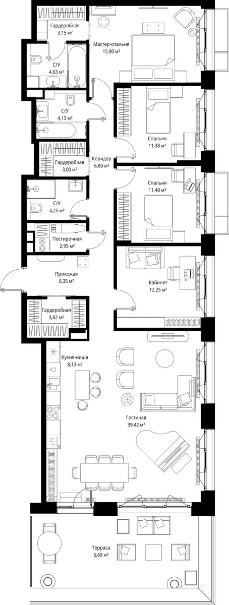 Планировка 144.33 м²