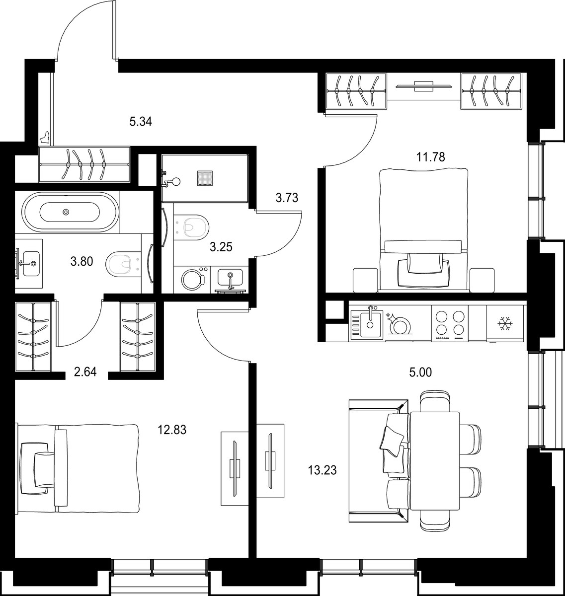 Планировка 61.6 м²