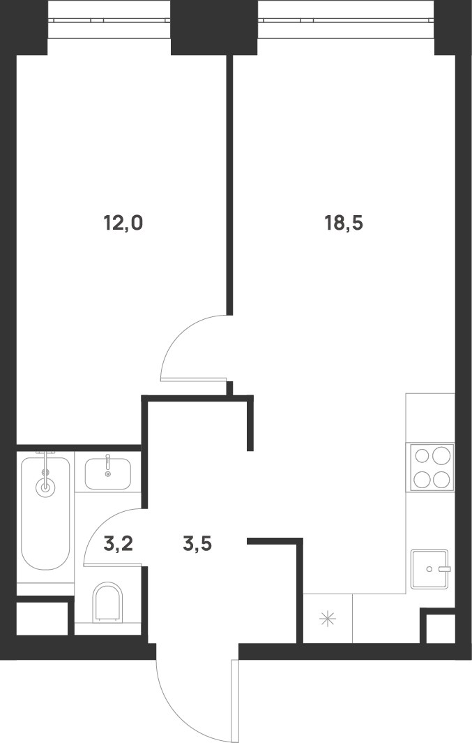 Планировка 37.2 м²