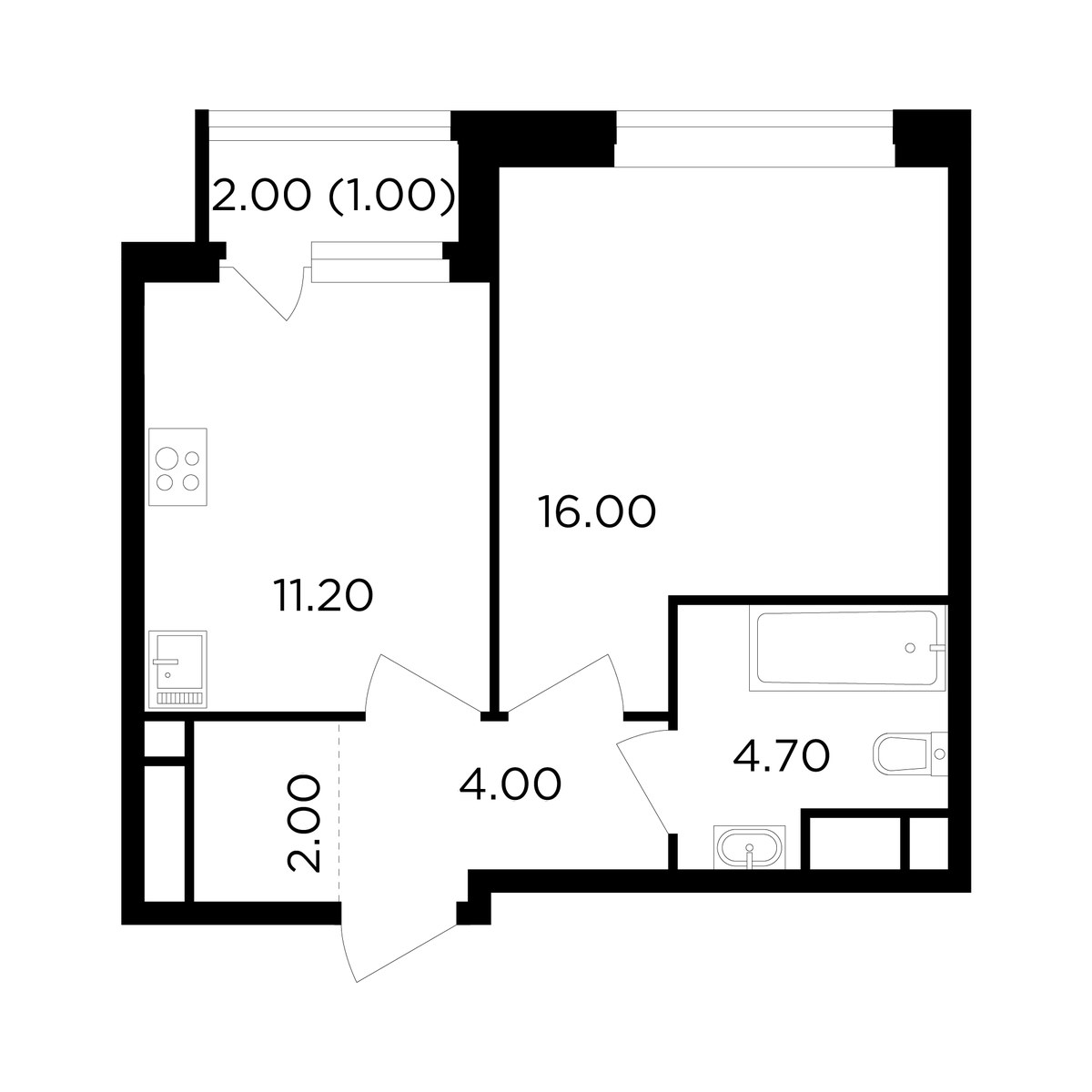 Планировка 38.9 м²