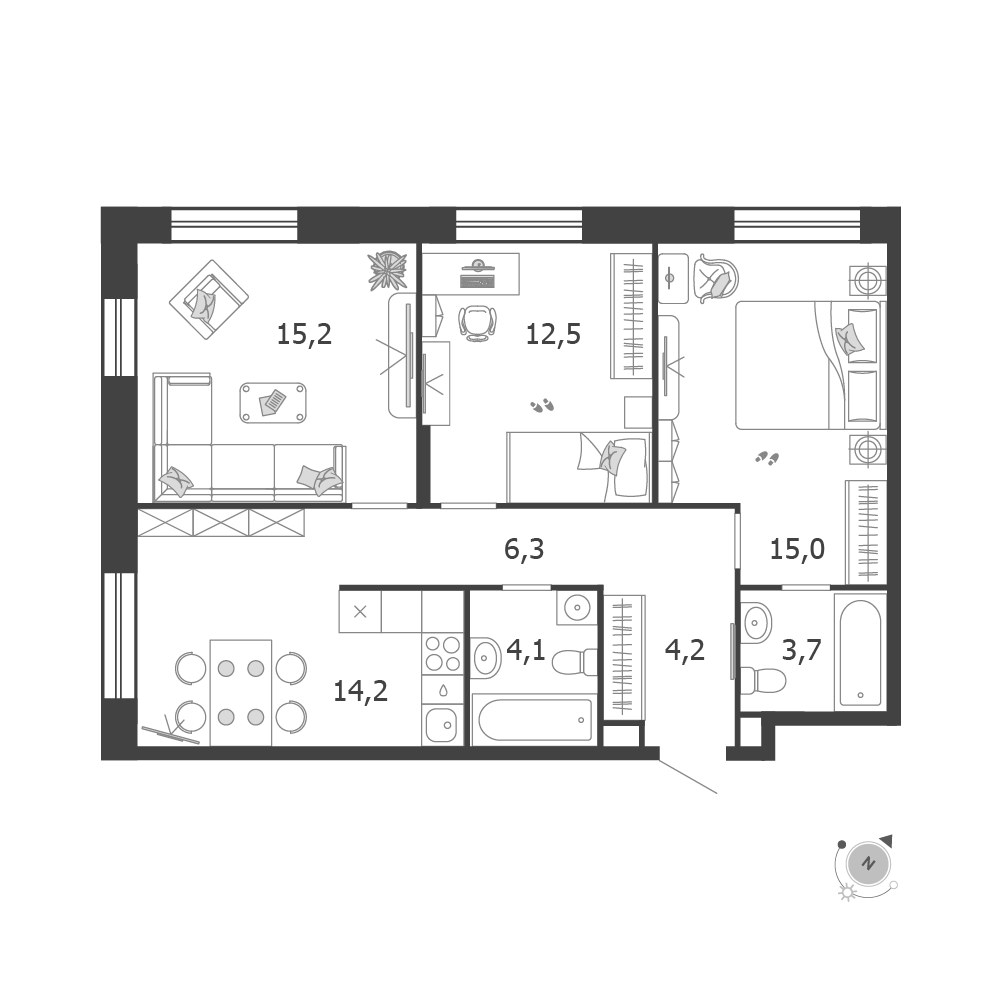 Планировка 75.2 м²