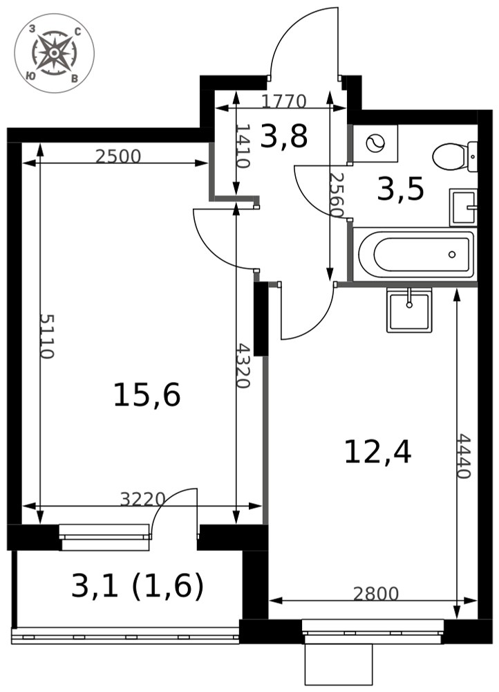 Планировка 36.9 м²