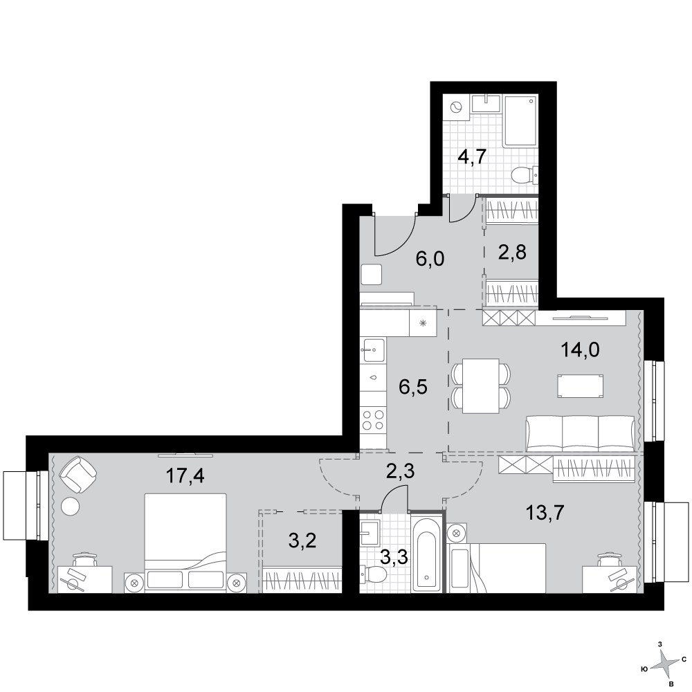 Планировка 73.9 м²