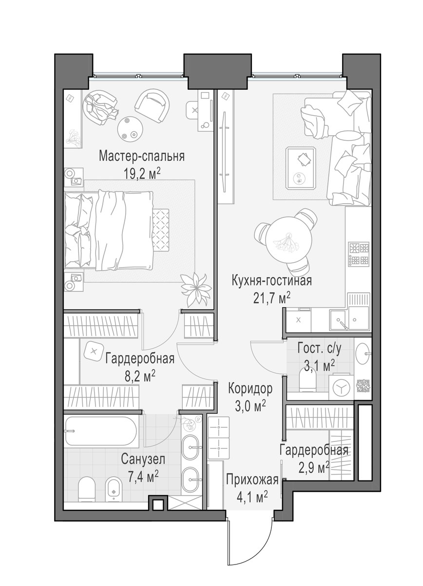 Планировка 69.9 м²