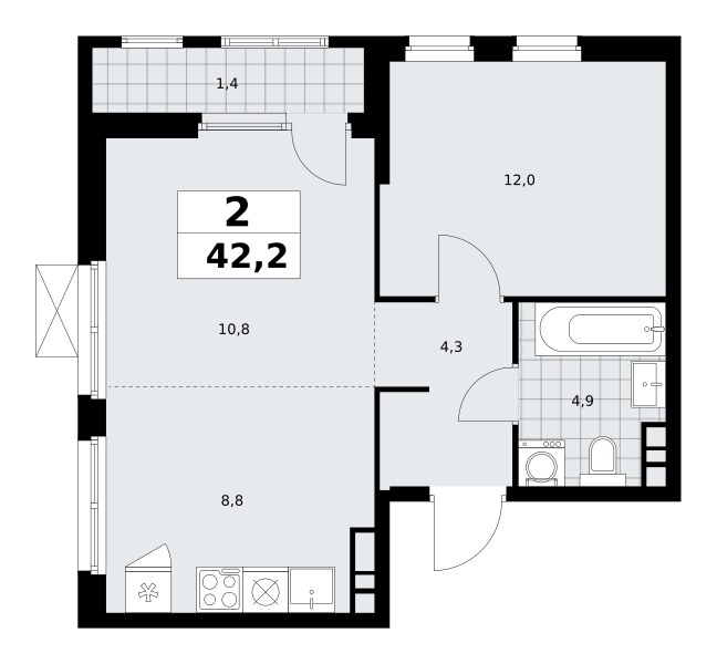 Планировка 42.2 м²