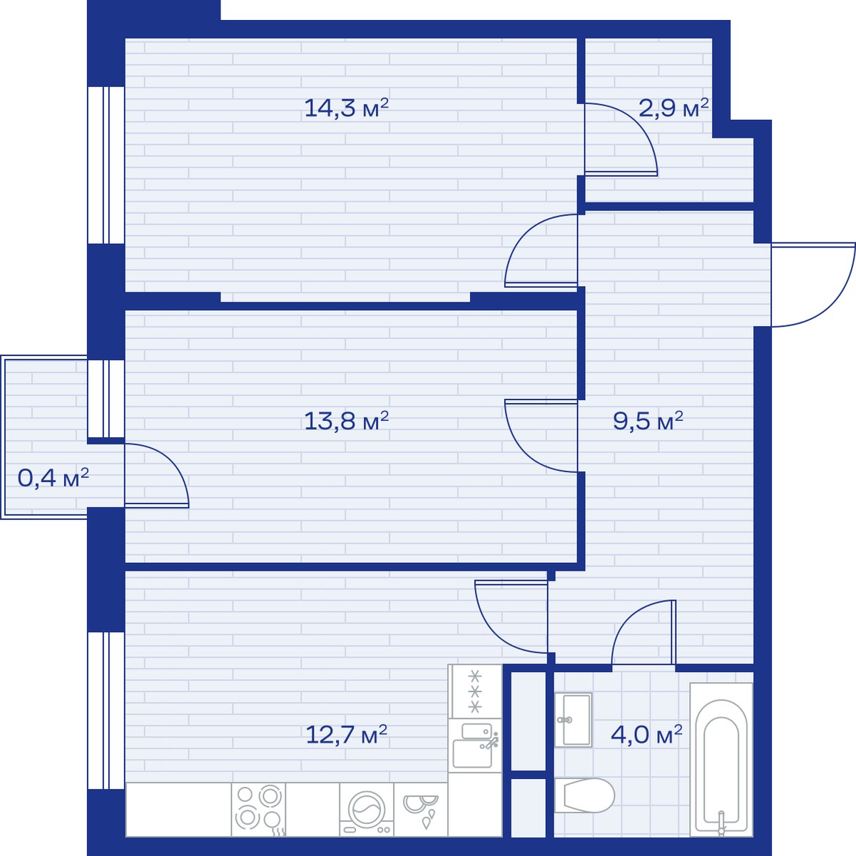 Планировка 58.0 м²