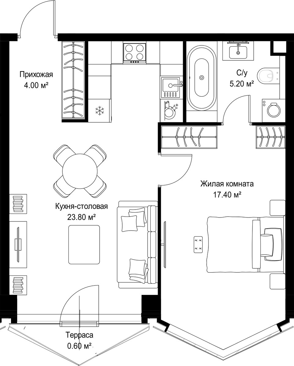 Планировка 51.0 м²
