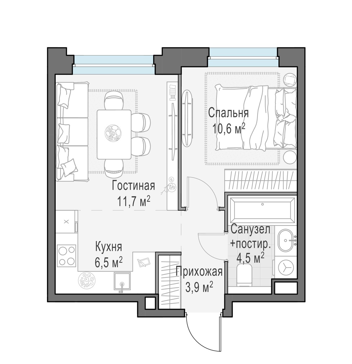 Планировка 37.2 м²