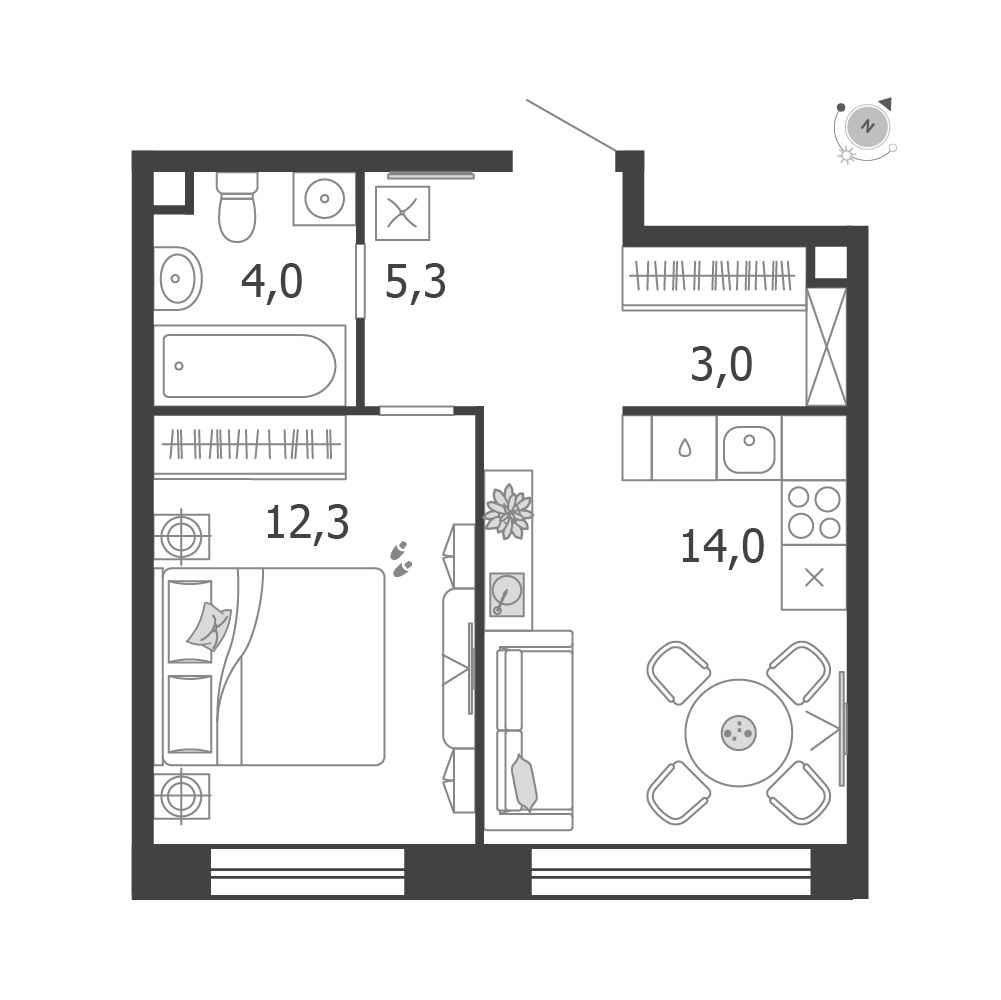 Планировка 38.6 м²