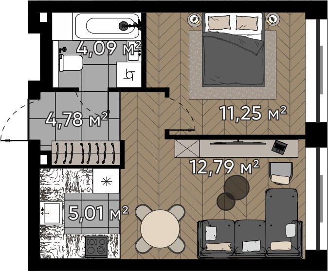 Планировка 37.92 м²