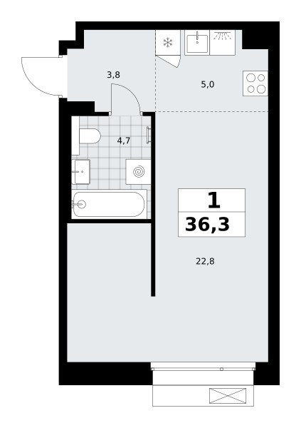 Планировка 36.3 м²