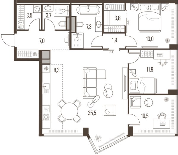Планировка 106.4 м²