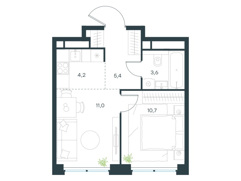 Планировка 34.9 м²