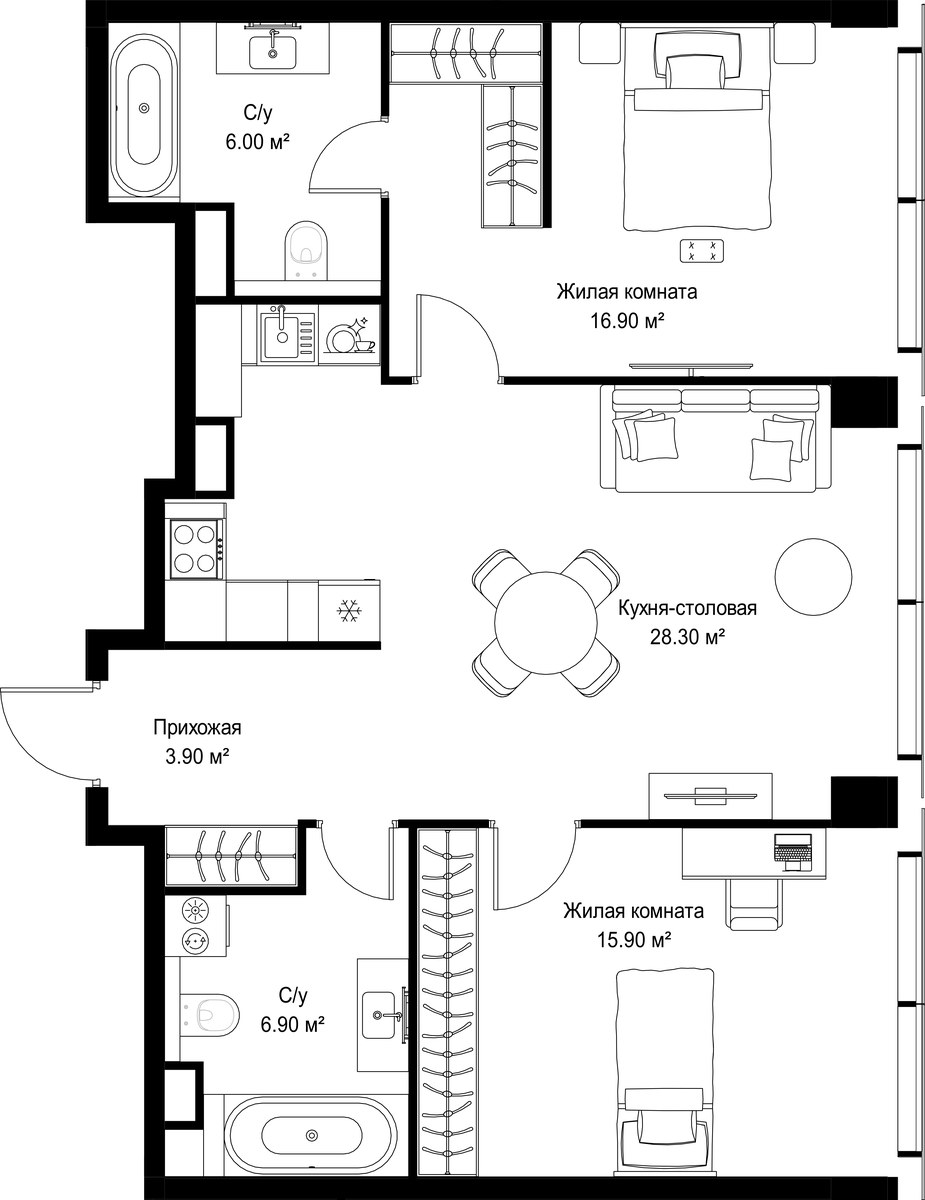 Планировка 77.9 м²