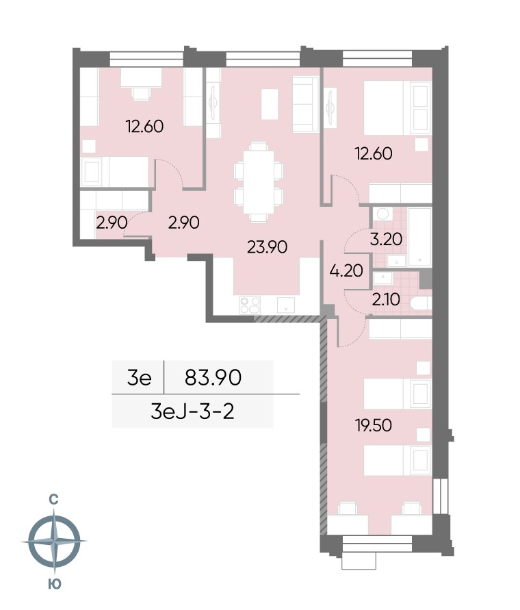 Планировка 83.9 м²
