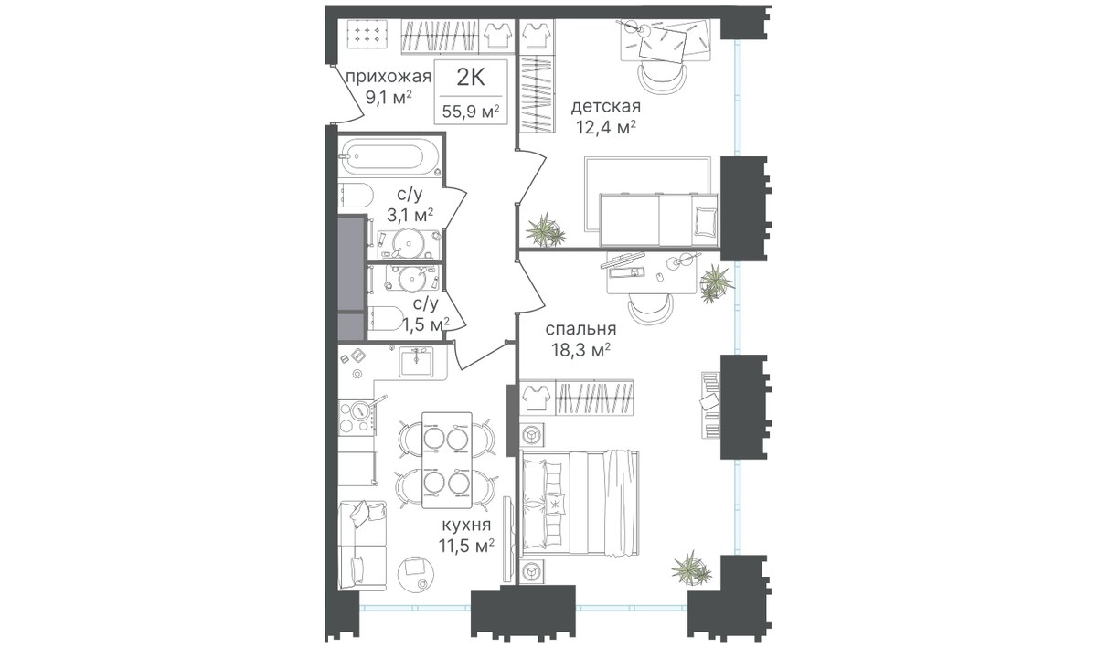 Планировка 27.1 м²