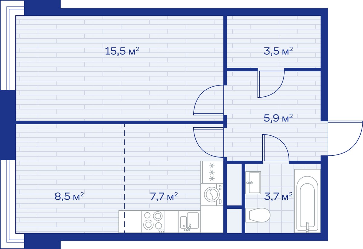 Планировка 45.0 м²
