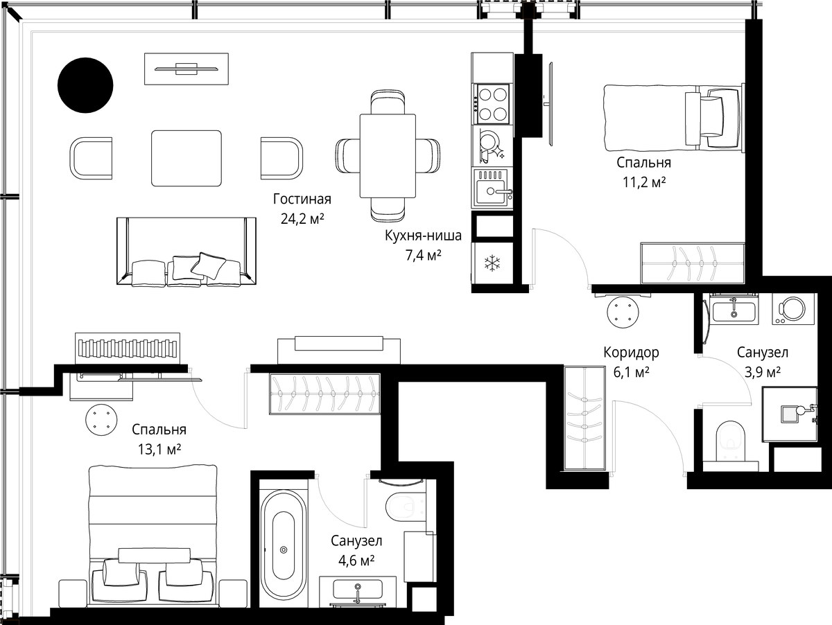 Планировка 70.5 м²