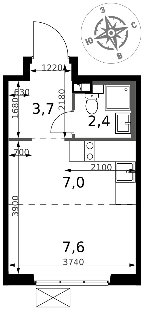 Планировка 20.7 м²