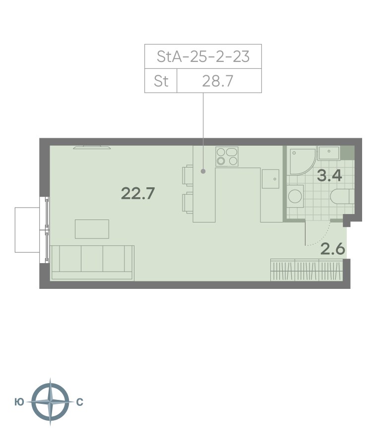 Планировка 28.1 м²