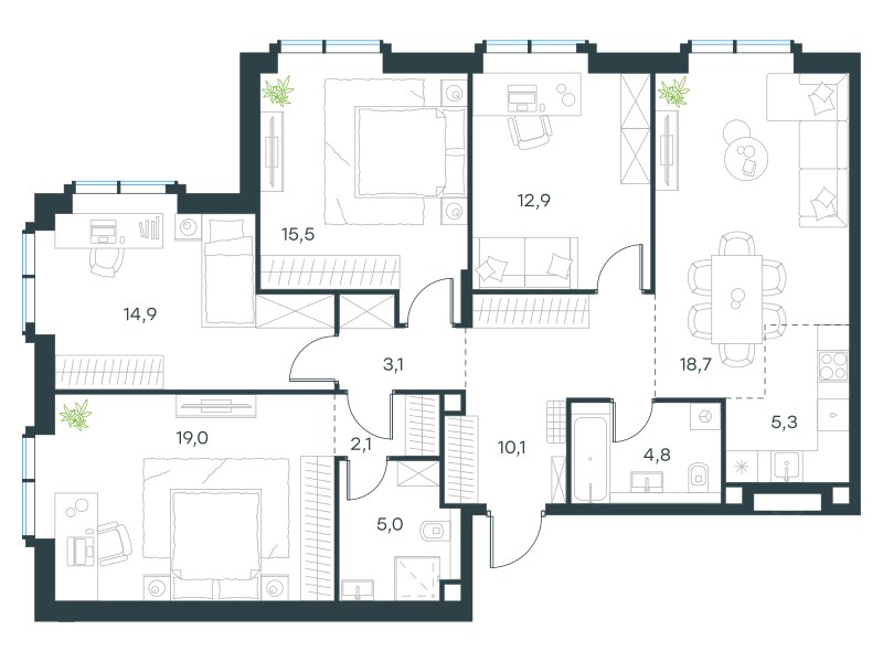 Планировка 111.4 м²