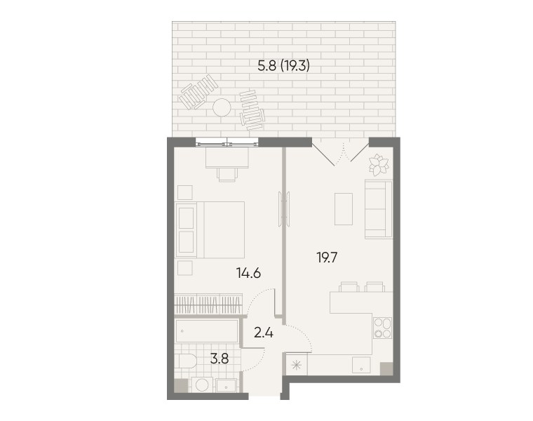 Планировка 45.8 м²