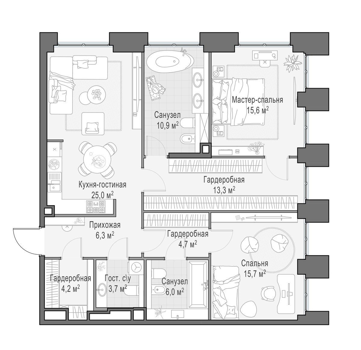 Планировка 106.2 м²