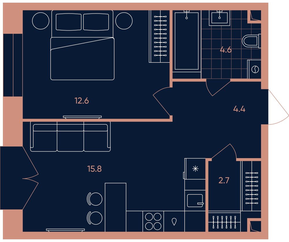Планировка 40.4 м²