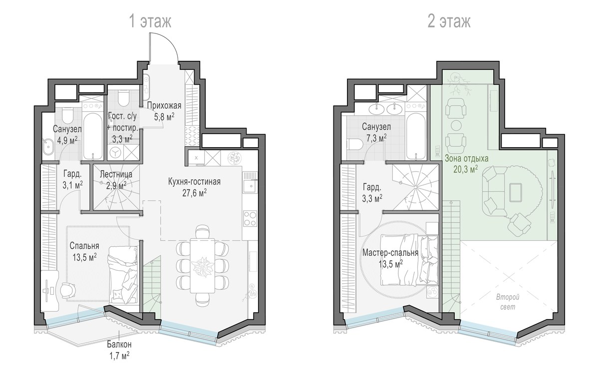 Планировка 84.8 м²