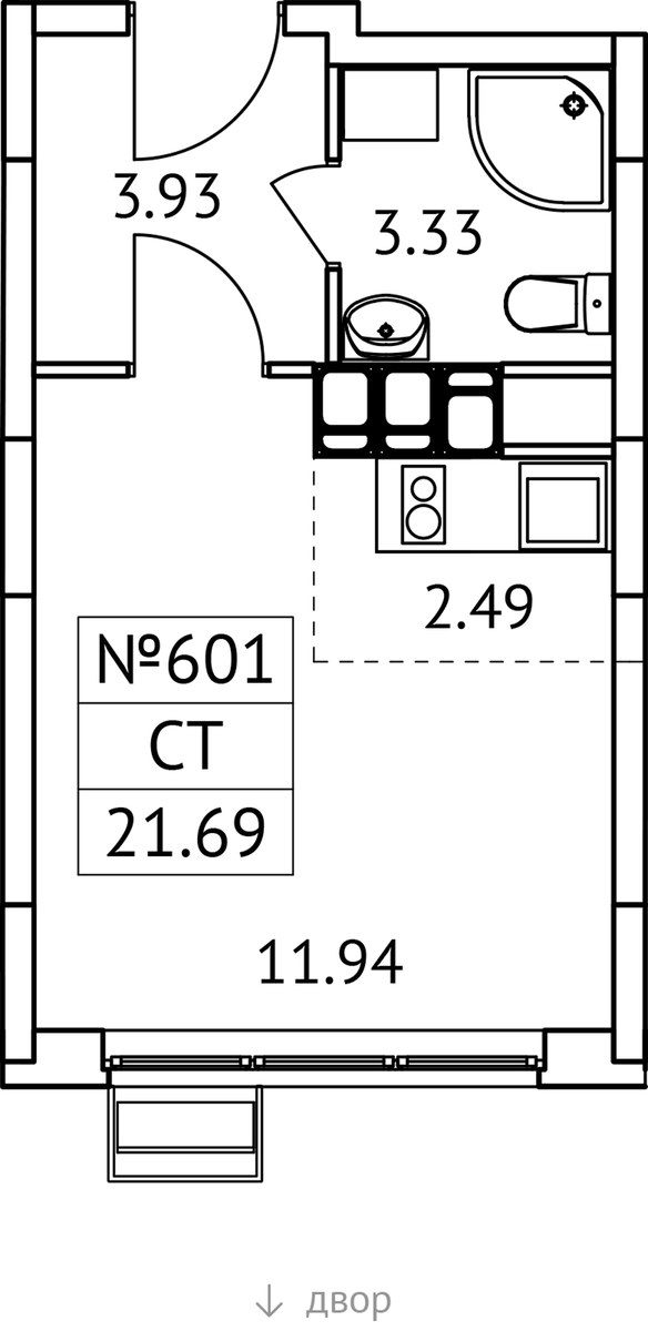 Планировка 21.69 м²