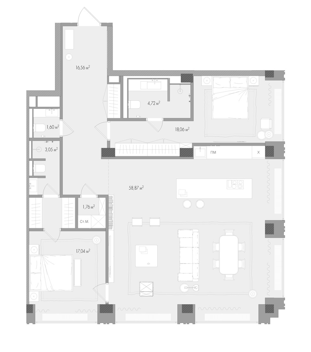 Планировка 123.4 м²