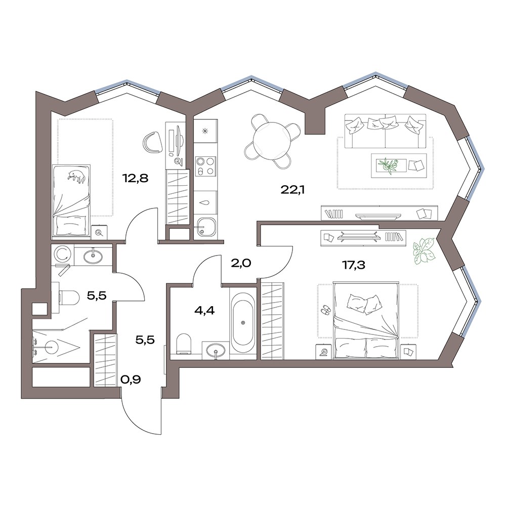 Планировка 71.6 м²