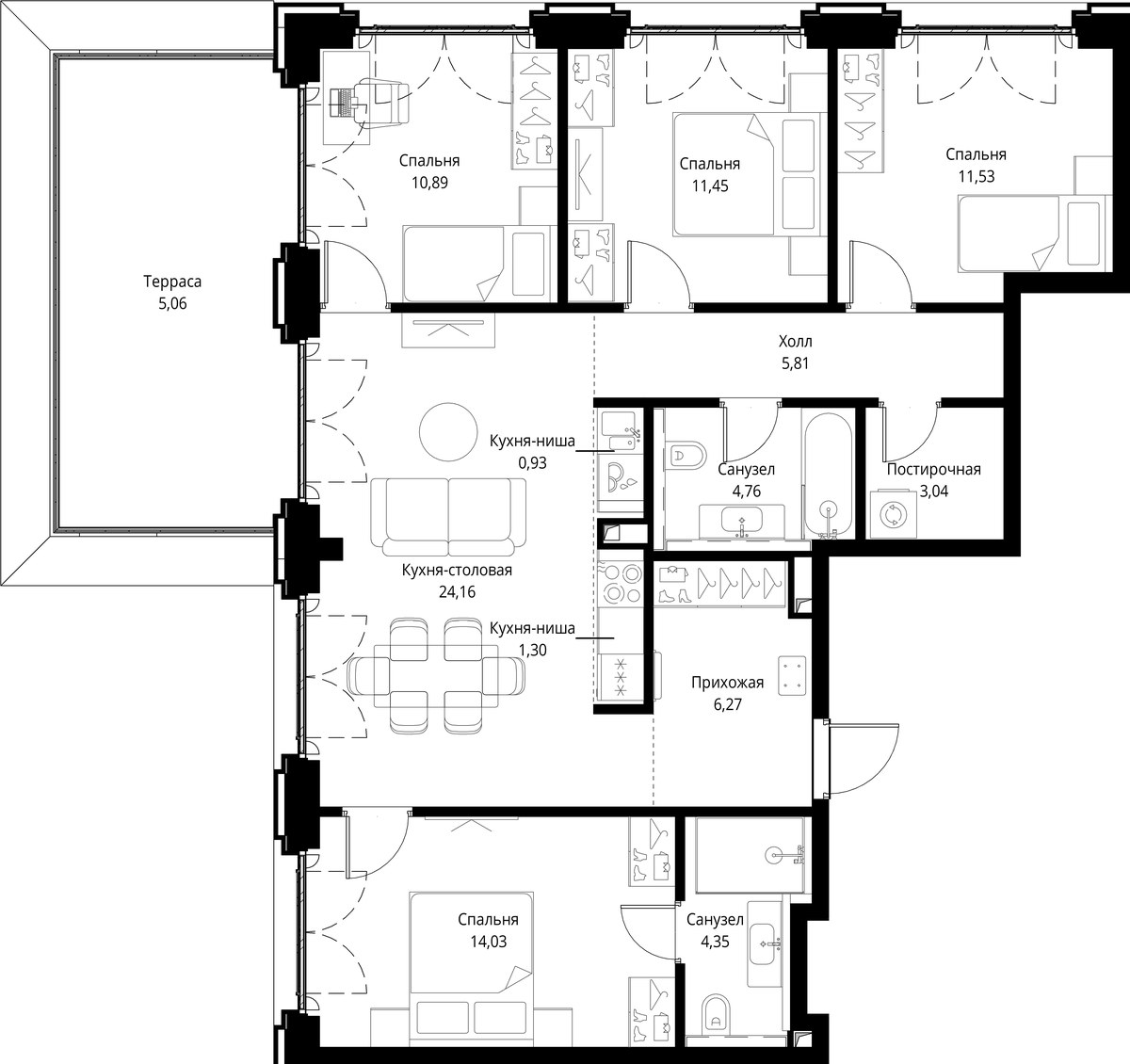 Планировка 103.57 м²