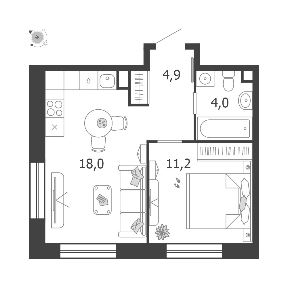 Планировка 38.1 м²