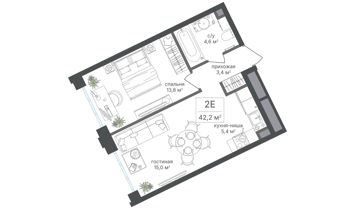 Планировка 42.2 м²