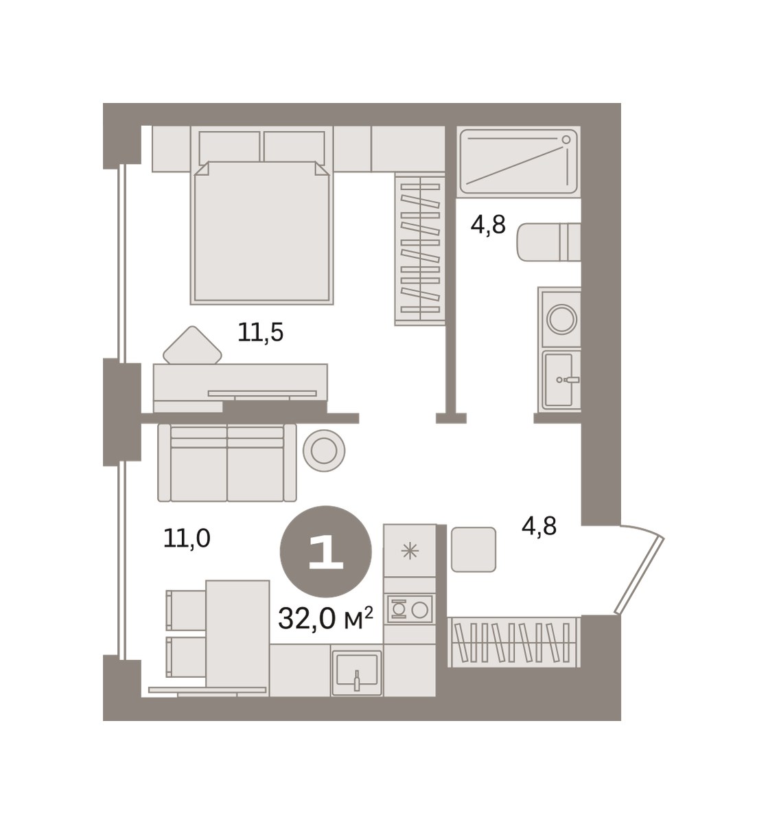 Планировка 32.01 м²