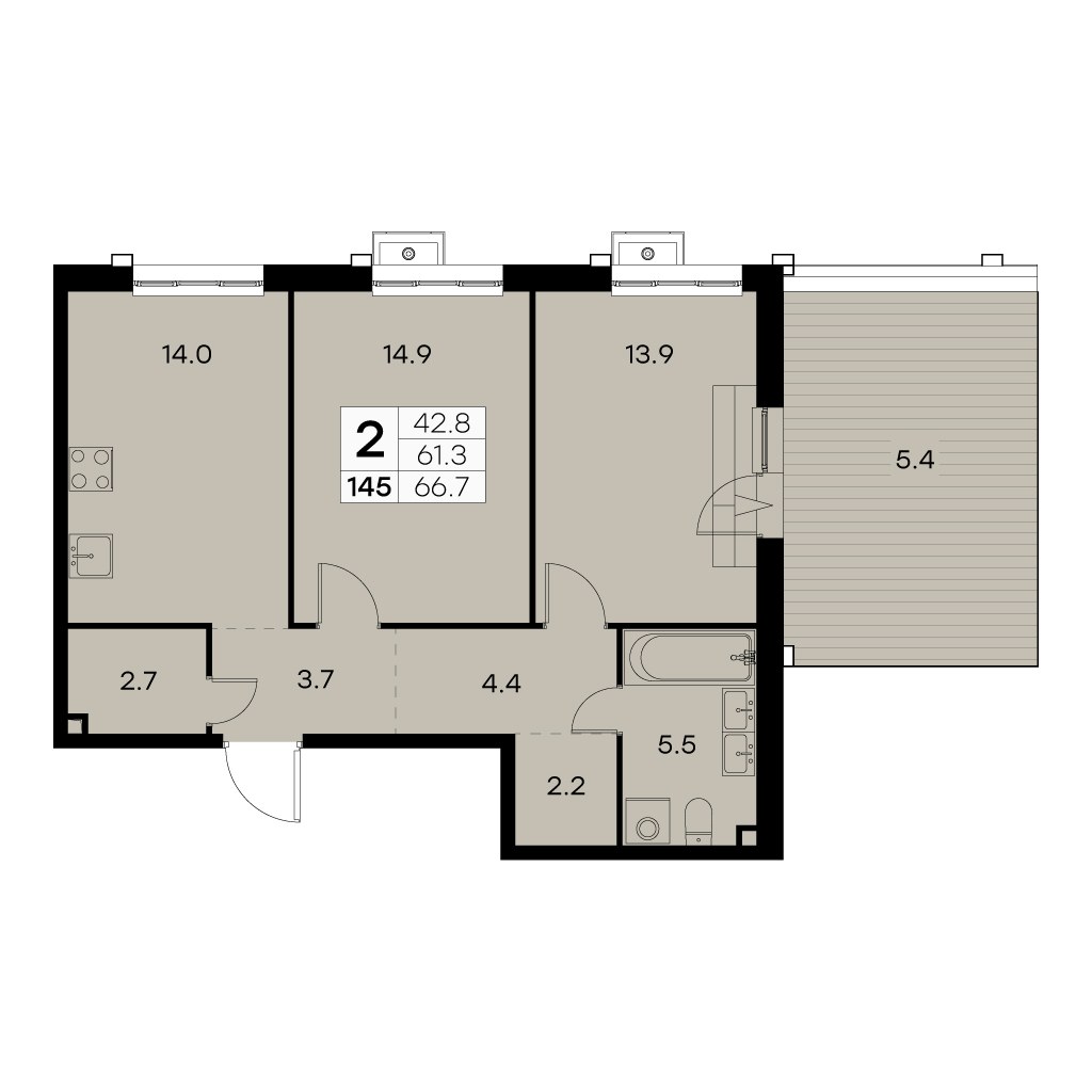 Планировка 66.5 м²