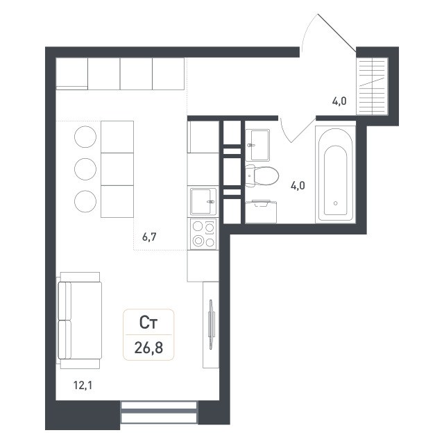 Планировка 27.4 м²