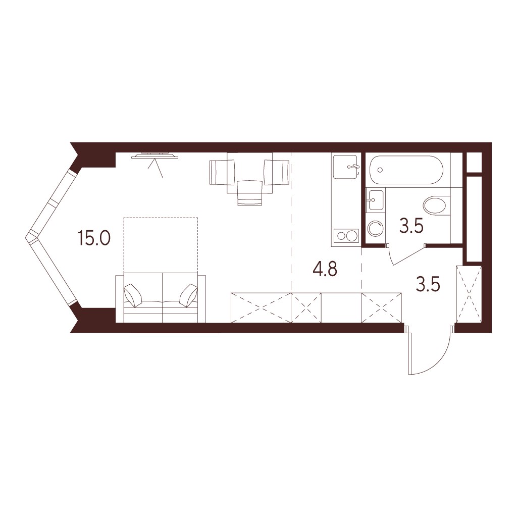 Планировка 26.8 м²