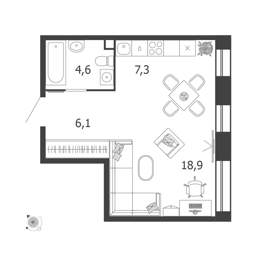 Планировка 36.9 м²