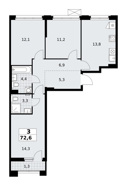 Планировка 72.6 м²