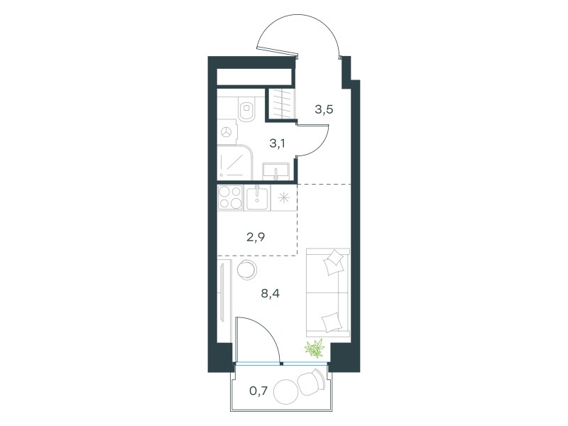 Планировка 18.6 м²