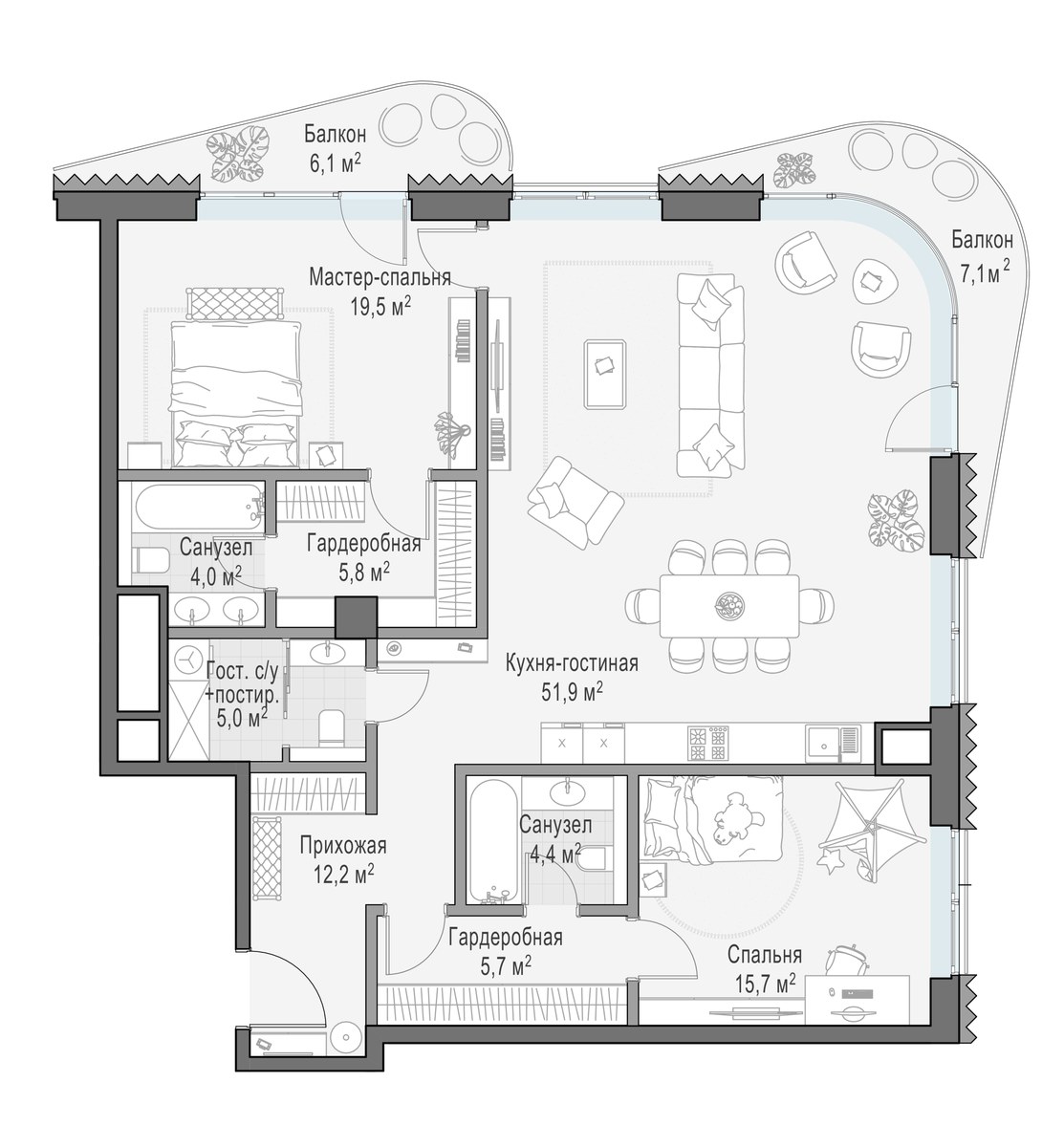 Планировка 128.0 м²