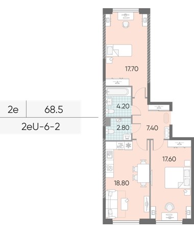 Планировка 68.5 м²