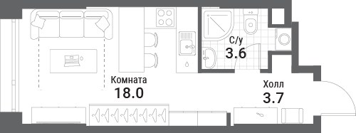 Планировка 25.3 м²