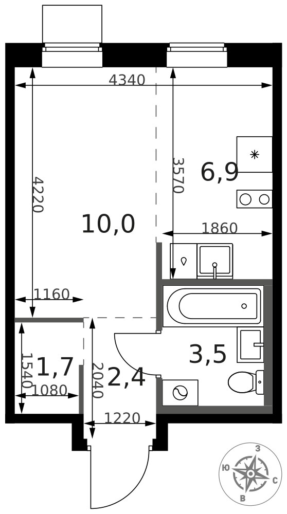 Планировка 25.2 м²