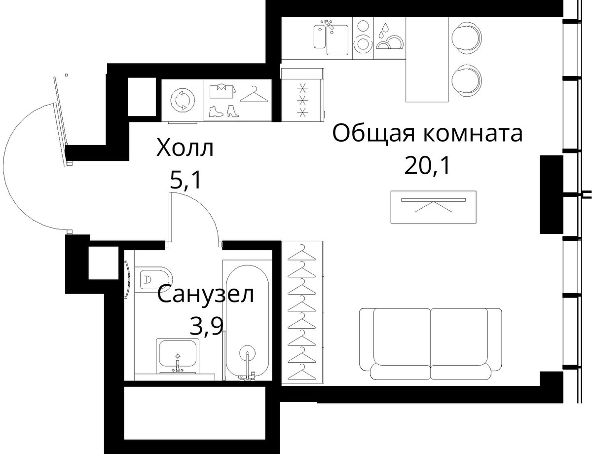 Планировка 29.1 м²